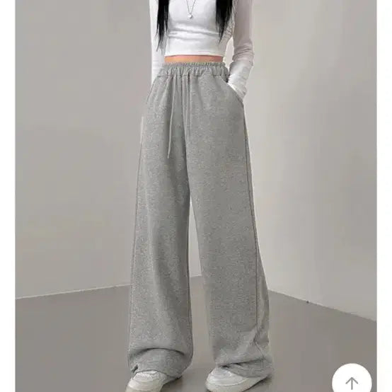 [BUNJANG] Wide Training Pants - Gray / 와이드팬츠 트레이닝팬츠 회색바지