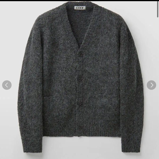 [BUNJANG] COOR Hairy Alpaca V-Neck Cardigan Charcoal M / 쿠어 헤어리 알파카 V넥 가디건 차콜 M사이즈