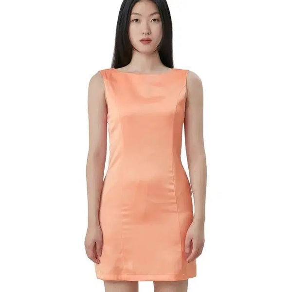 [BUNJANG] CURETTY Satin 90s Line Dress Orange / 큐리티(CURETTY)C SATIN 90S 라인 드레스 오렌지