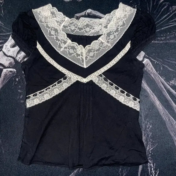 [BUNJANG] JILLSTUART Vintage Lace Puff Sleeve Top / JILLSTUART 대장 핀터깔 빈티지 레이스 탑