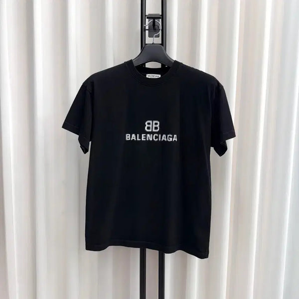 [BUNJANG] Balenciaga BB Pixel Medium Fit Short Sleeve T-Shirt Black / [백화점판 / S] 발렌시아가 BB 픽셀 미디움 핏 반팔 블랙