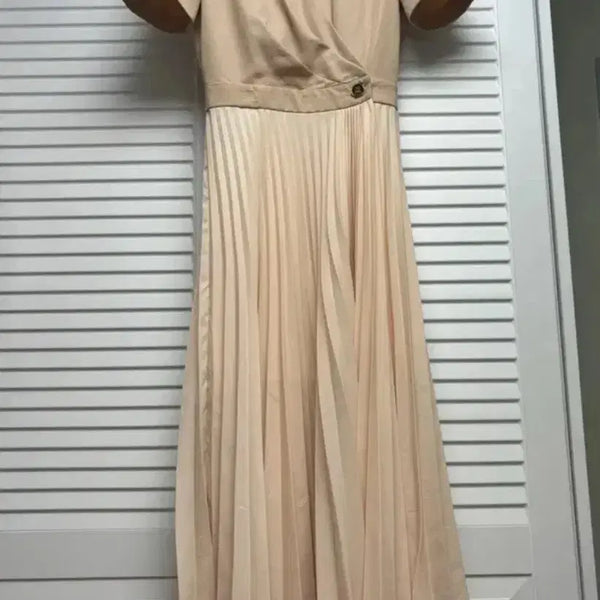 [BUNJANG] Sandro Beige Pleated Long Dress / 산드로 베이지 플리츠 롱 원피스