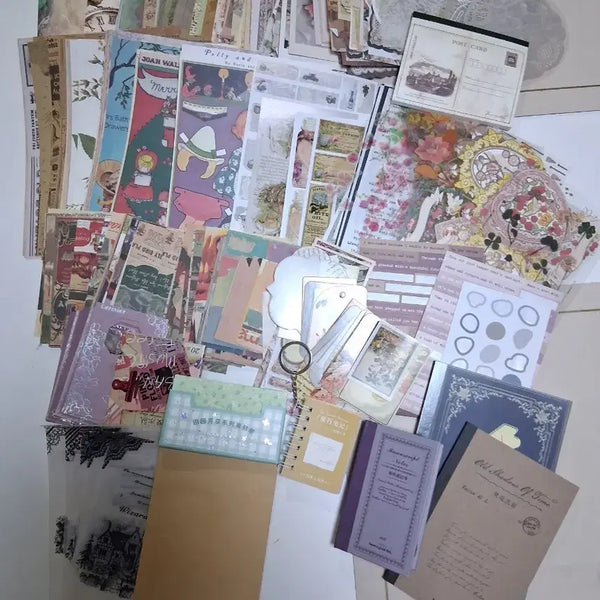 [BUNJANG] Vintage Scrapbook Diary Decoration Mix / 다꾸 스크랩북 빈티지 다이어리 꾸미기 믹스