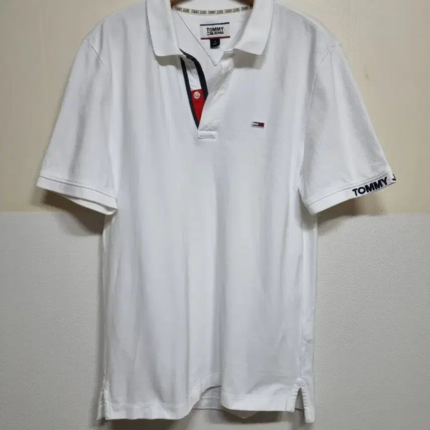 [BUNJANG] Tommy Jeans White Collar Short Sleeve T-Shirt / * 타미진스 카라 반팔 M ~ 100 사이즈 추천