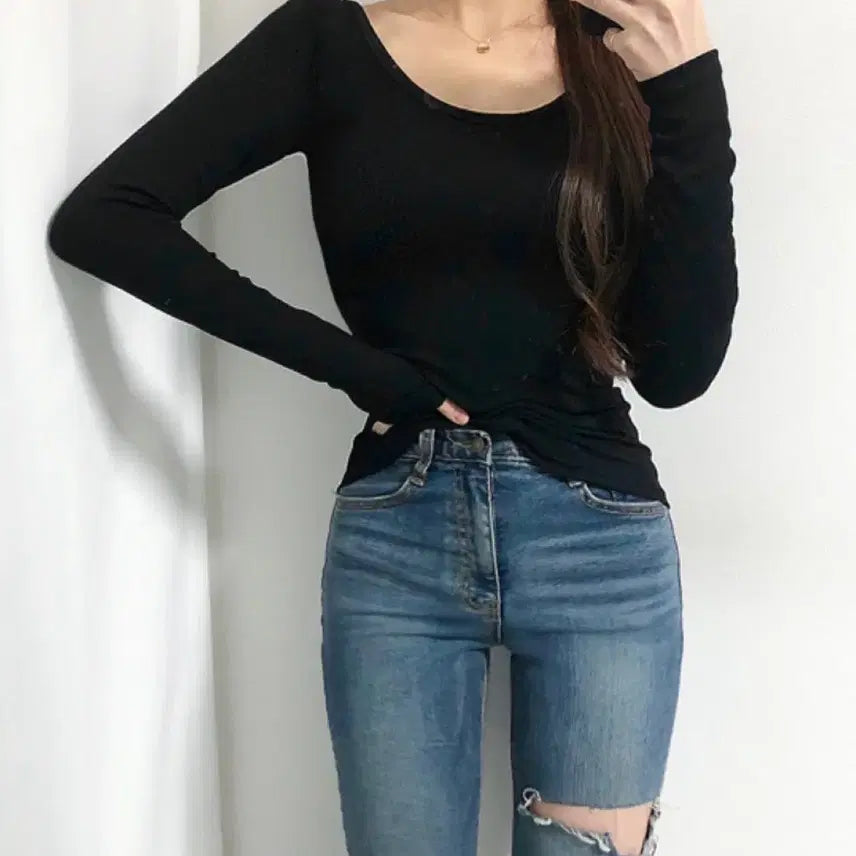 [BUNJANG] U-Neck T-Shirt / 유넥 티셔츠