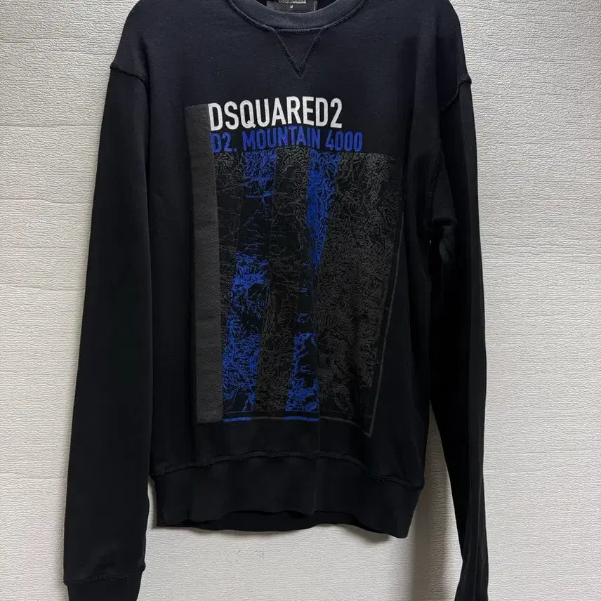 [BUNJANG] Dsquared2 Black D2 MOUNTAIN 4000 Print Sweatshirt / 디스퀘어드2 블랙 맨투맨 티셔츠. (포르투갈에서 제조됨)
