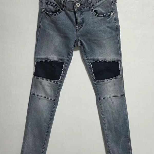[BUNJANG] Light Blue Patch Washing Denim Jeans / 라이트 블루 패치 워싱 데님청바지