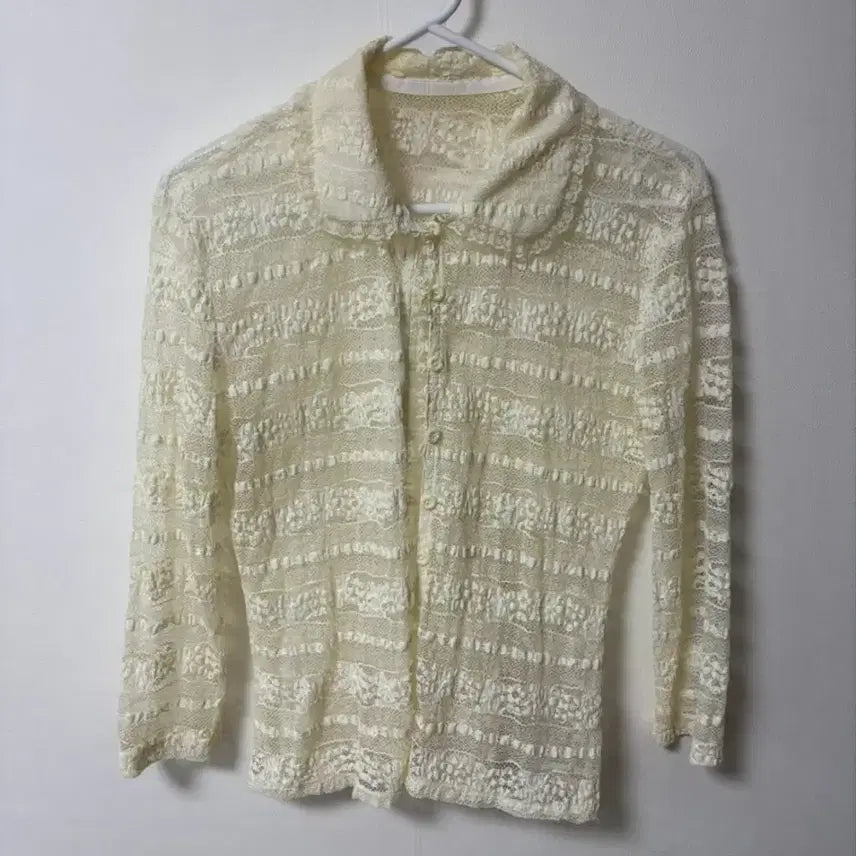 [BUNJANG] Vintage Ivory Lace Blouse 7/10 Sleeve / 빈티지 아이보리 레이스 블라우스 7부