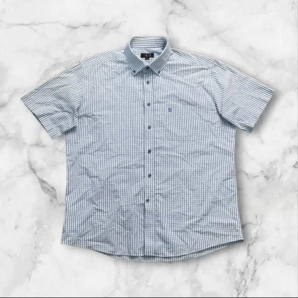 [BUNJANG] Daks Blue Check Short Sleeve Shirt 110 / 닥스 블루 체크 반팔 셔츠110