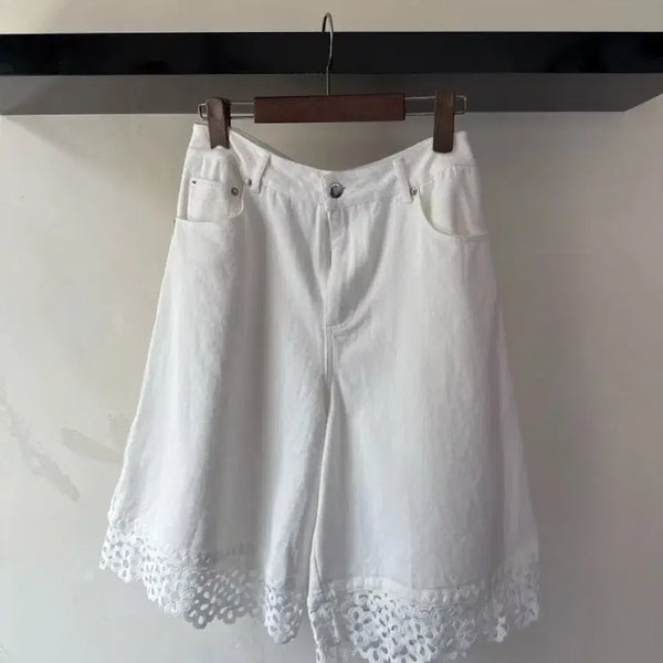 [BUNJANG] Sea Lace Detail Denim Shorts / Sea 레이스 데님 반바지