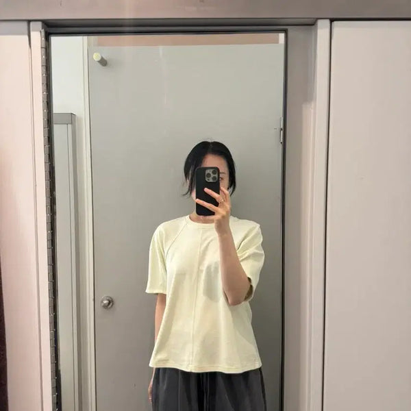 [BUNJANG] COS Puff Balloon Sleeve Cotton T-Shirt Navy / COS 코스 퍼프 벌룬 슬리브 코튼 반팔 티셔츠 네이비