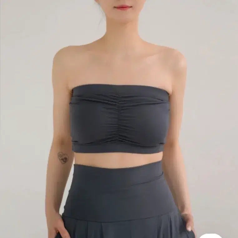 [BUNJANG] Storyoga Shirring Tube Top Charcoal / storyoga 셔링 튜브탑 차콜