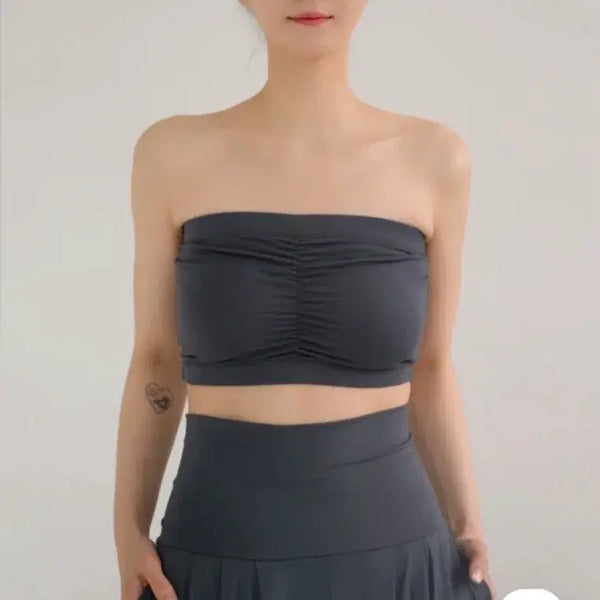 [BUNJANG] Storyoga Shirring Tube Top Charcoal / storyoga 셔링 튜브탑 차콜
