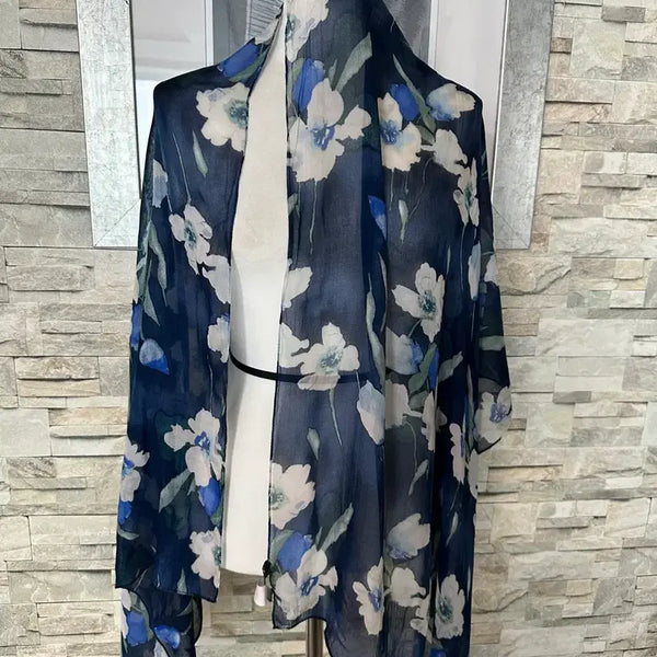[BUNJANG] Ralph Lauren Floral Pattern Sheer Modal Long Scarf/Shawl / 랄프로렌 폴로 플라워패턴 시스루 모달 숄겸용 롱머플러