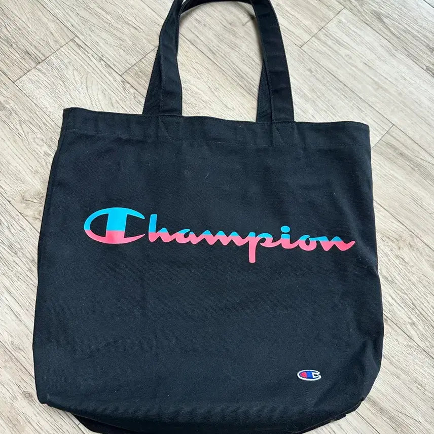 [BUNJANG] Champion Black Canvas Tote Shoulder Bag / 챔피온 블랙 토트백 면에코백 캔버스숄더백