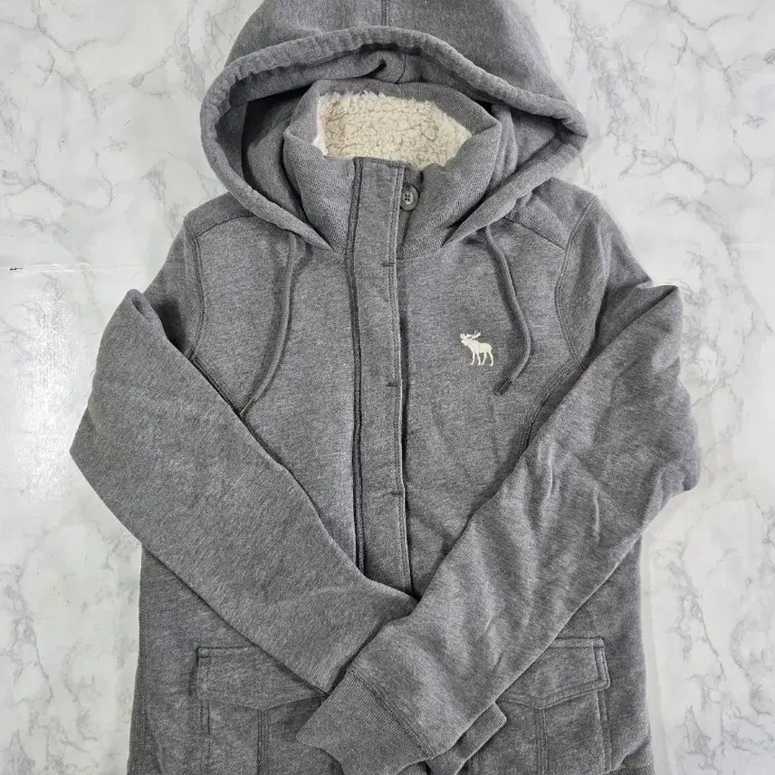 [BUNJANG] Abercrombie & Fitch Women's Fur Lined Hooded Zip-Up Hoodie - Size L / 아베크롬비 여성 털안감 후드집업 L