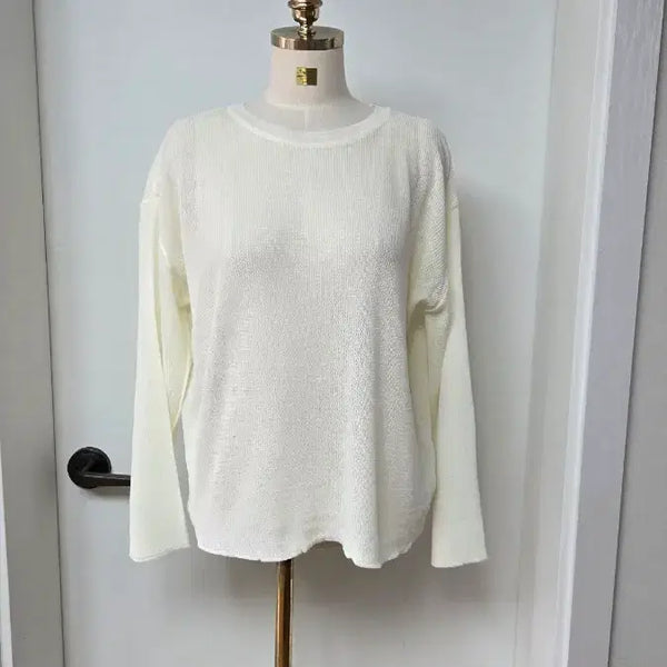 [BUNJANG] Oversized Ivory Knit Long Sleeve Top / 루즈핏 아이보리 니트 긴팔