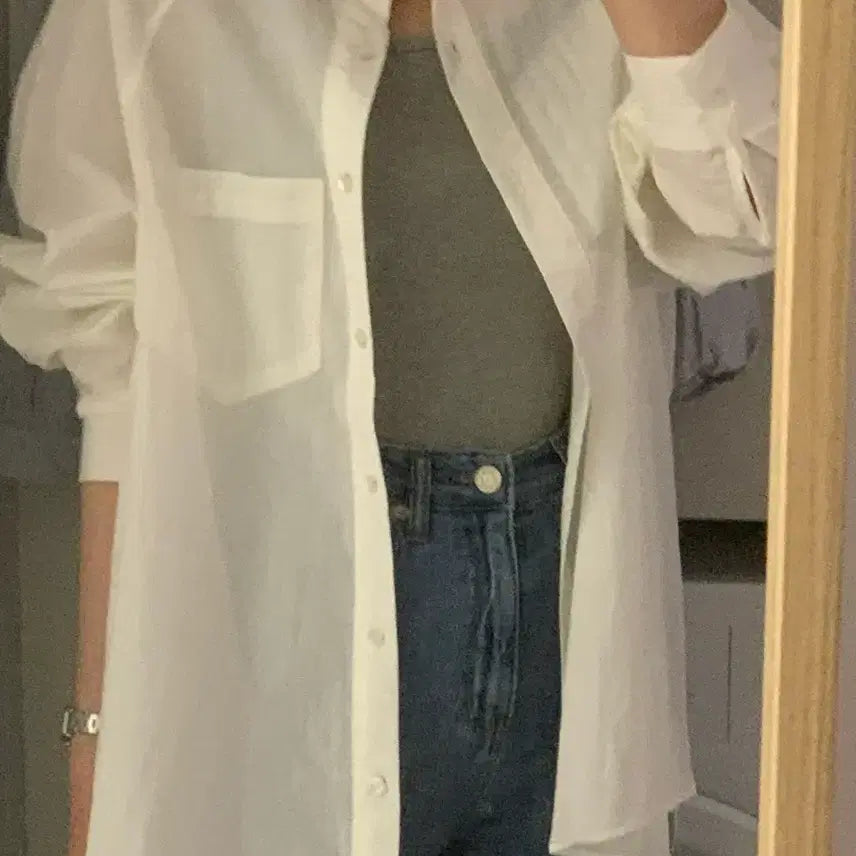 [BUNJANG] Hanoll White Oversized Fit Shirt / 한올 화이트 오버핏 셔츠