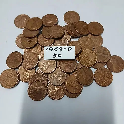 [BUNJANG] Lincoln Penny Collection: 1969 (50-Coin Roll) & 1982 Small Date Copper (5 Coins) / 링컨페니 1969년 50개(1롤) + 1982년도 CU 3.1g 스몰테이트