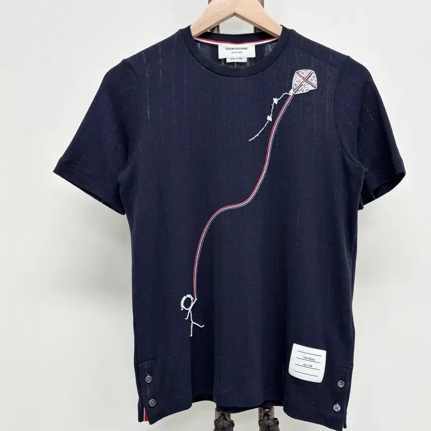 [BUNJANG] Thom Browne Pointelle Rib Kite T-Shirt Navy / [40]톰브라운 포인텔 립 카이트 반팔티
