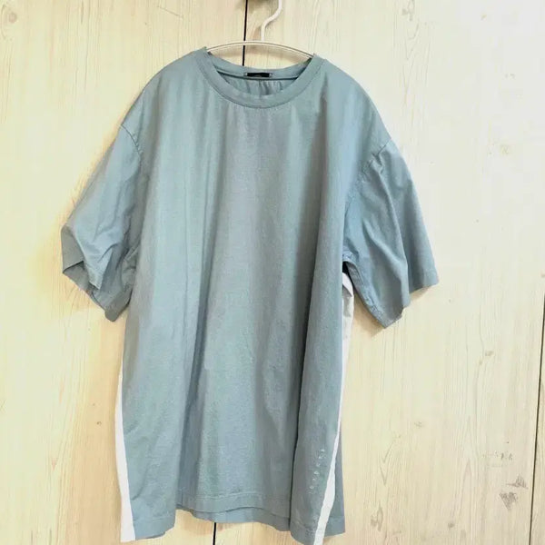 [BUNJANG] Sandro Paris Blue Side Line Short Sleeve T-Shirt XL / 산드로 블루 사이드 라인 반팔 티셔츠 110