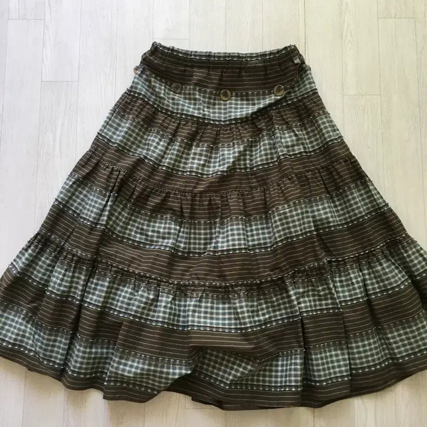 [BUNJANG] Kkang Kkang Long Skirt / 무음 체크 캉캉 롱스커트