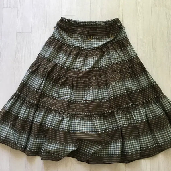 [BUNJANG] Kkang Kkang Long Skirt / 무음 체크 캉캉 롱스커트