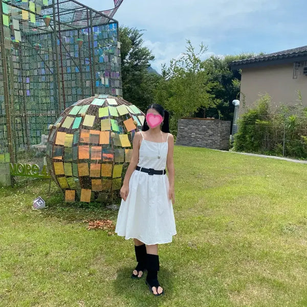 [BUNJANG] White Unique Sleeveless Dress / 화이트 유니크 나시 원피스