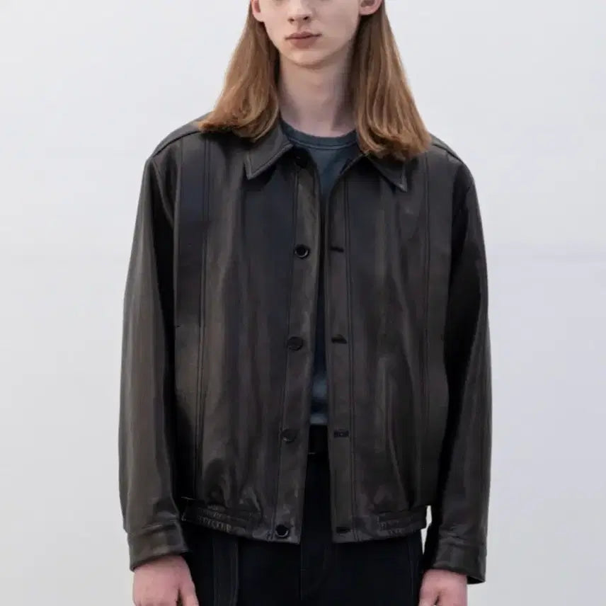 [BUNJANG] In Silence Pointed Collar Lambskin Jacket Black M / 인사일런스 포인티드 칼라 램스킨 자켓