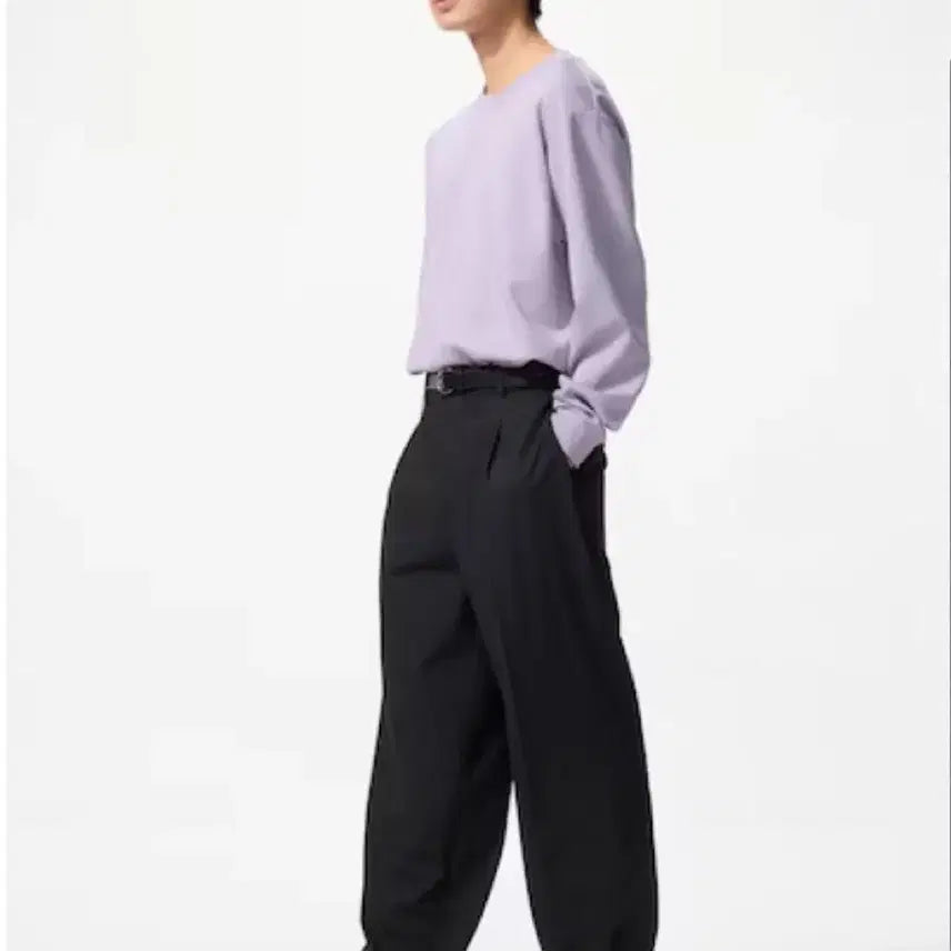 [BUNJANG] Uniqlo Wide Leg Dress Pants Black Long Length / [2XL/33] 유니클로 슬랙스 와이드 정장바지 블랙 긴기장