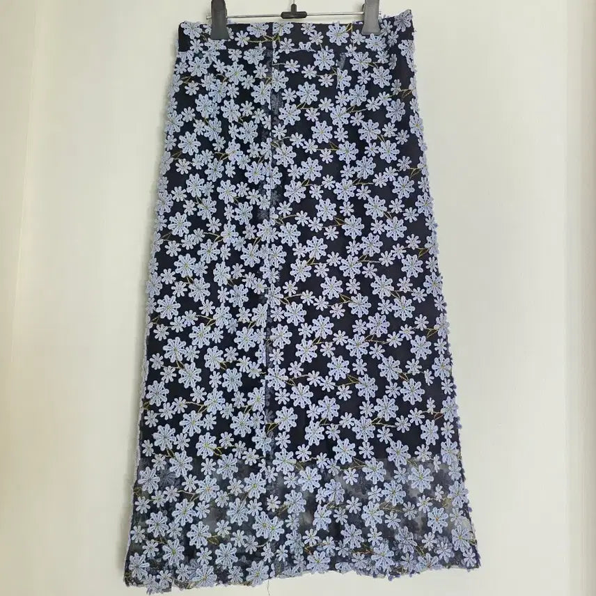 [BUNJANG] Anna Sui Flower Lace Midi Skirt / 안나수이 플라워 레이스 스커트 청보라색