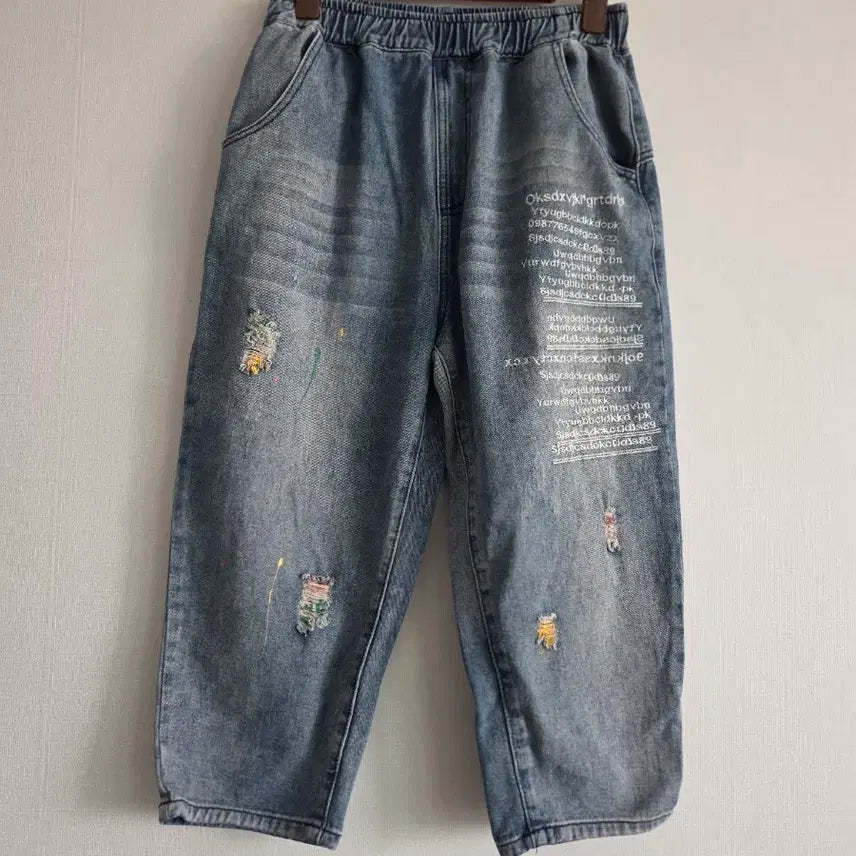 [BUNJANG] Denim Baggy Pants with Damage Washing / 데미지 워싱 데님 배기팬츠