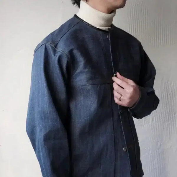 [BUNJANG] Haverseak Round Neck Denim Jacket L / 하버색 라운드넥 데님 자켓 L