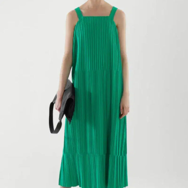 [BUNJANG] COS Green Pleated Long Dress / COS 그린 플리츠 롱 원피스