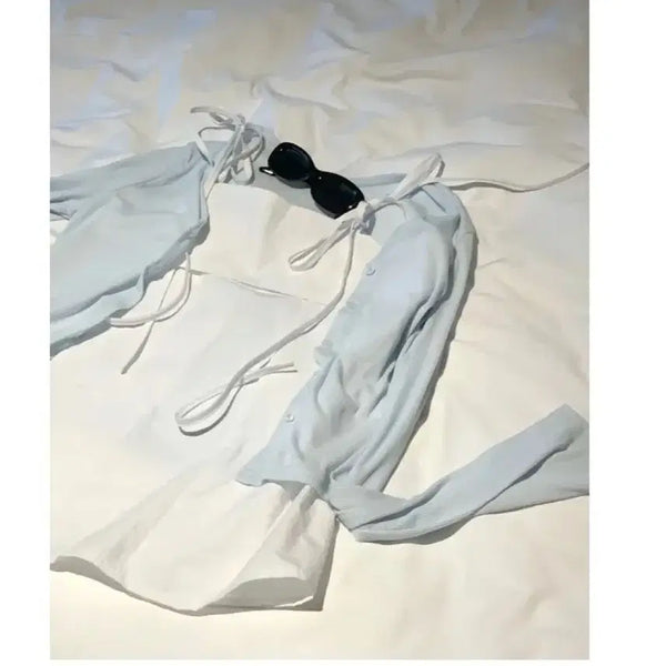 [BUNJANG] Light Blue Cropped Cardigan / 간절기 가디건 크롭가디건 라이트블루
