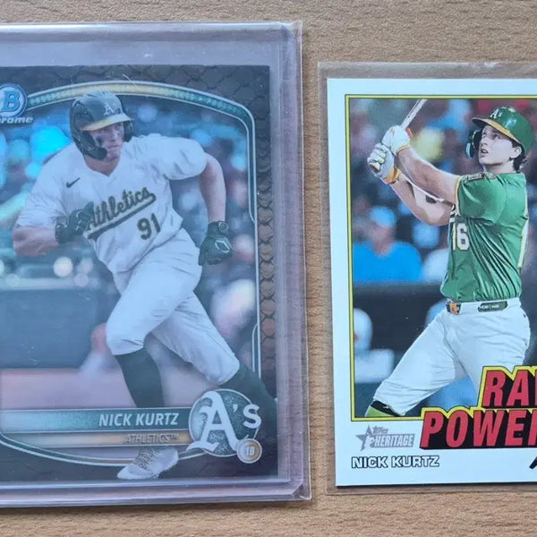 [BUNJANG] MLB Topps Athletics Nick Kyrgios 2-Card Lot / MLB 탑스 애슬레틱스 닉 커츠 야구카드 2장랏 판매합니다.