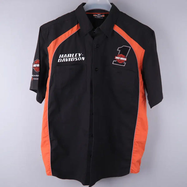 [BUNJANG] Harley-Davidson Embroidered Logo Short-Sleeve Shirt (L) / 할리데이비슨 로고 자수 반팔 셔츠 (L/105-110)