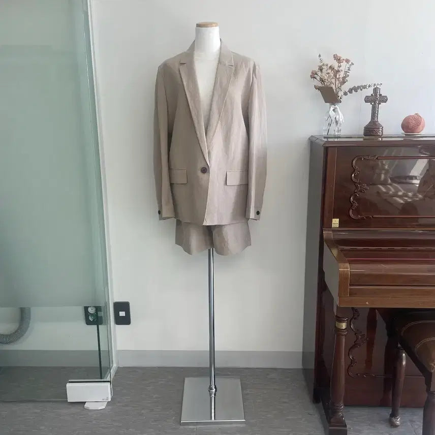 [BUNJANG] BEAKER Beige Linen Single Blazer / [BEAKER] 베이지 린넨 싱글 블레이져