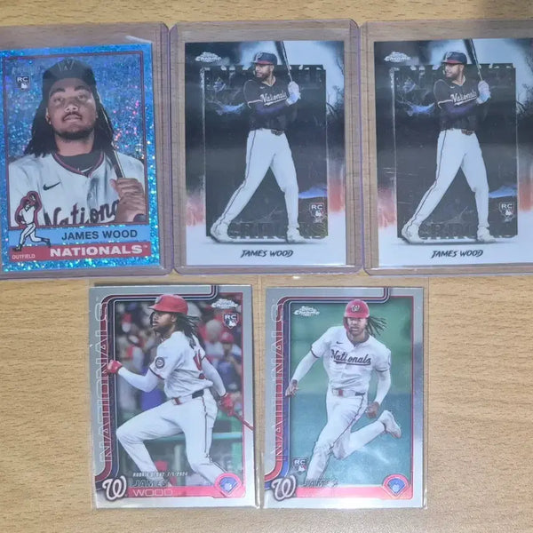 [BUNJANG] MLB Topps James Wood Washington Nationals Baseball Cards (Lot of 5) / MLB 탑스 워싱턴 제임스 우드 야구카드 5장랏 판매합니다.