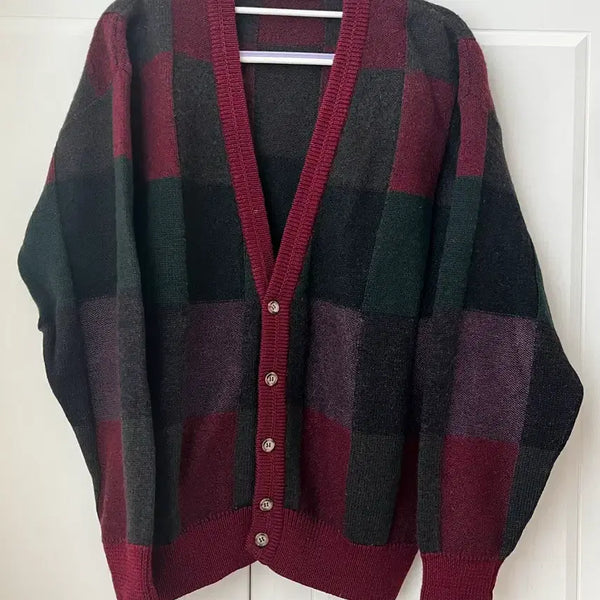 [BUNJANG] Giorgio & Mario Check Wool Cardigan (M) / 마리오 조르지오(GIORGIO&MARIO) 체크 울 가디건 M
