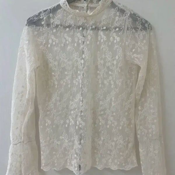 [BUNJANG] COS Three Times Lace See-through Long Sleeve T-shirt Blouse / 코스 쓰리타임즈 레이스 시스루 긴팔 긴소매 티셔츠 블라우스