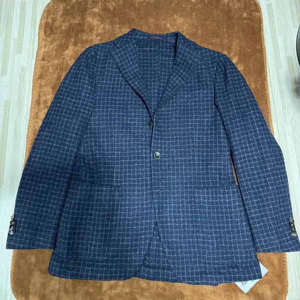 [BUNJANG] The Jiji Wool Jacket Navy Check Size 48 / 더지지 울자켓 48사이즈