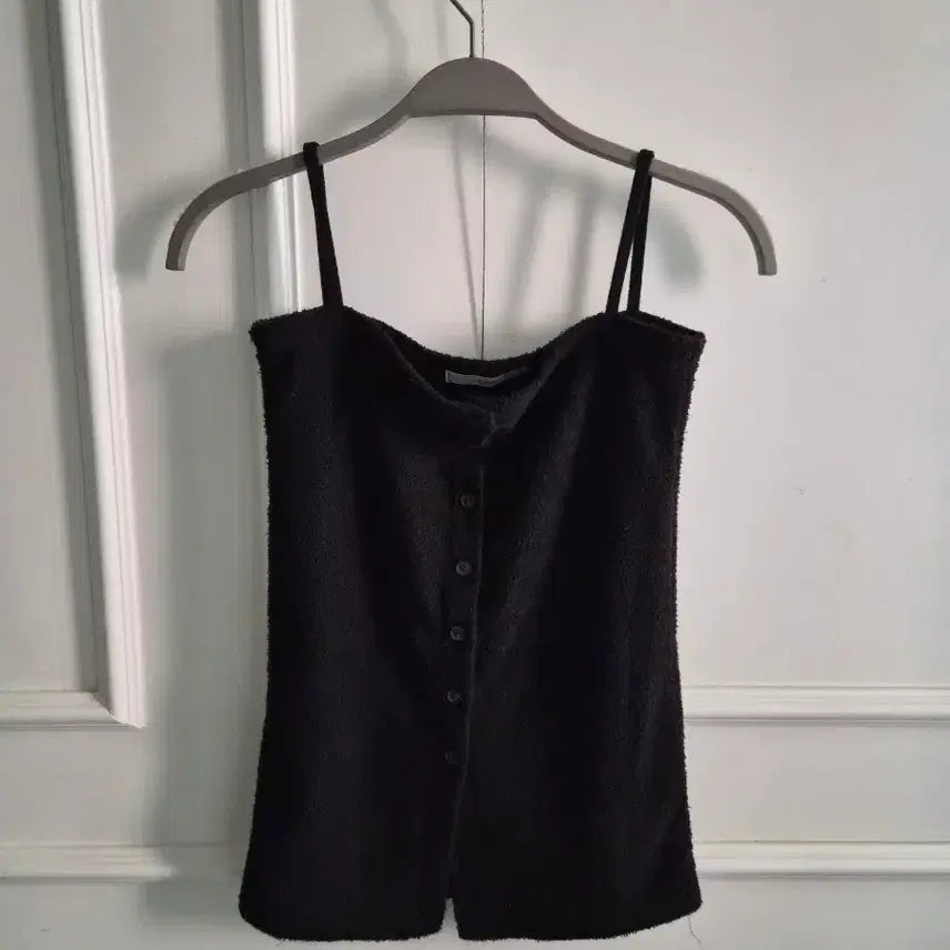 [BUNJANG] Black Button Sleeveless Bustier / 블랙 버튼  민소매(뷔스티에)