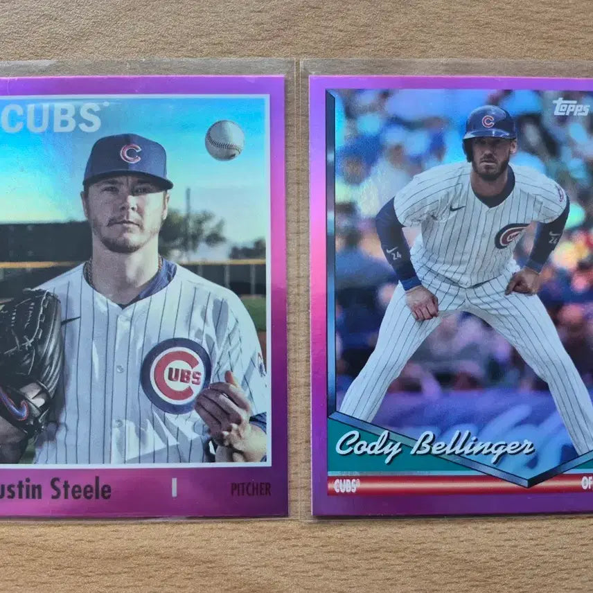 [BUNJANG] MLB Chicago Cubs Justin Steele & Cody Bellinger 2024 Topps Pink Foil Card Lot / MLB 2024 탑스 시카고컵스 저스틴 스틸, 코디 벨린저 핑크포일카드