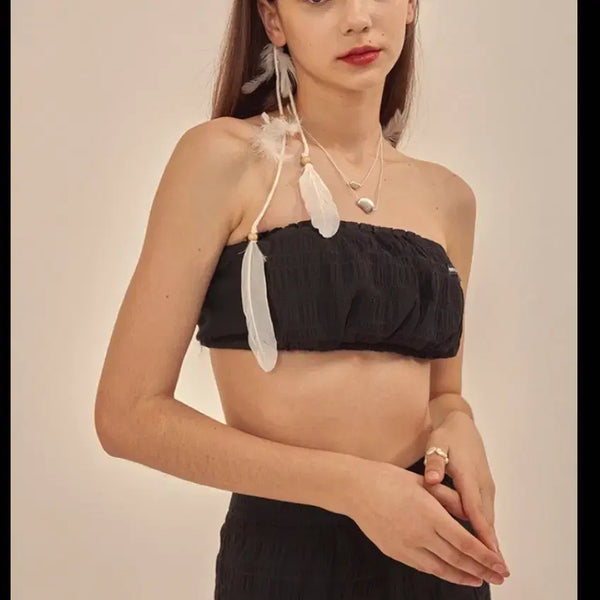 [BUNJANG] ODD ONE OUT Pajama Bralette + Shorts Set / 오드원아웃 파자마 브라탑 + 쇼츠 숏팬츠 세트 블랙, 화이트, 스카이블루