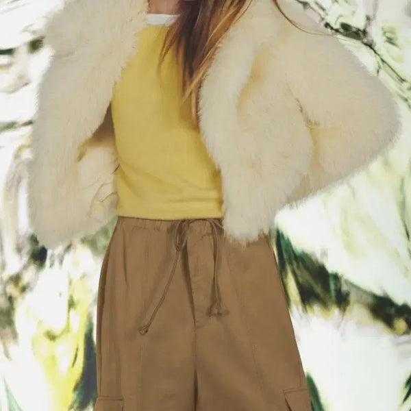 [BUNJANG] Zara Faux Fur Cropped Jacket / 자라 페이크 퍼 크롭 자켓