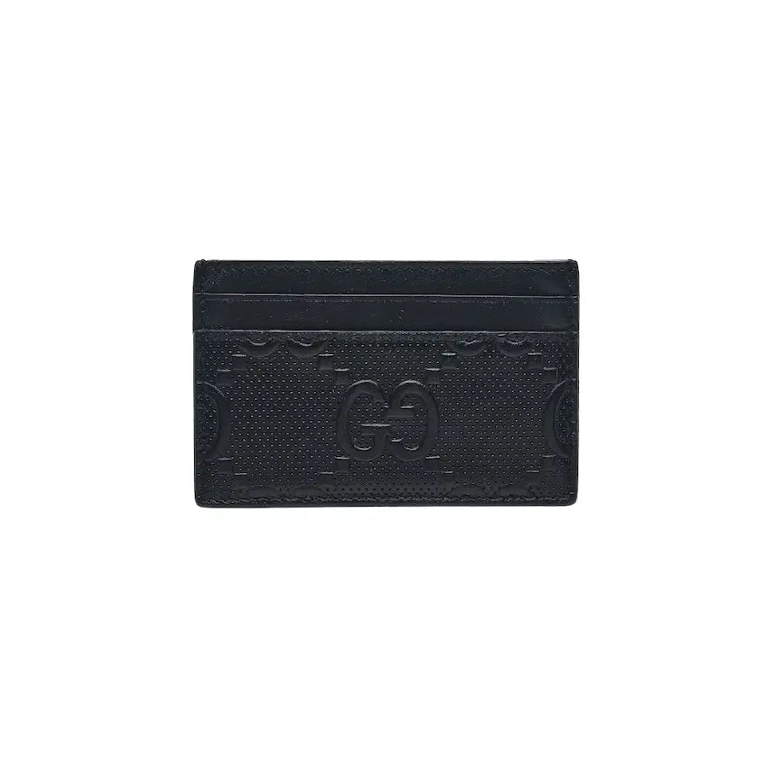 [BUNJANG] Gucci GG Embossed Card Holder Black Leather / 구찌 GG 엠보스드 카드 지갑