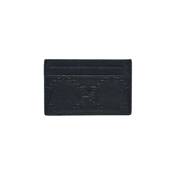 [BUNJANG] Gucci GG Embossed Card Holder Black Leather / 구찌 GG 엠보스드 카드 지갑