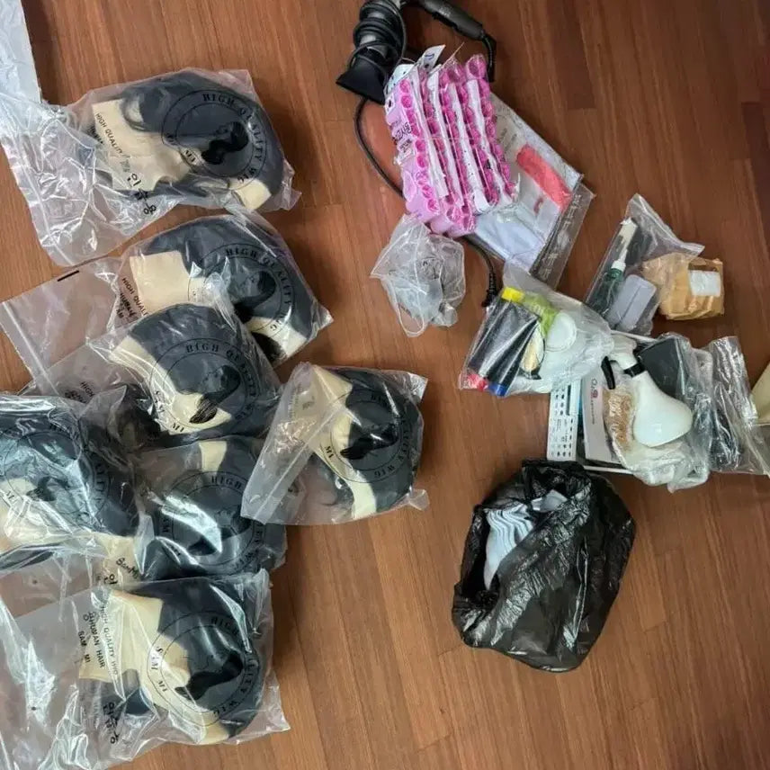 [BUNJANG] Beauty Supplies Practice Wig Set (7 Pieces) / 미용 소품 실기 자격증 새상품 판매합니다.