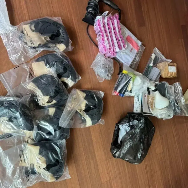 [BUNJANG] Beauty Supplies Practice Wig Set (7 Pieces) / 미용 소품 실기 자격증 새상품 판매합니다.